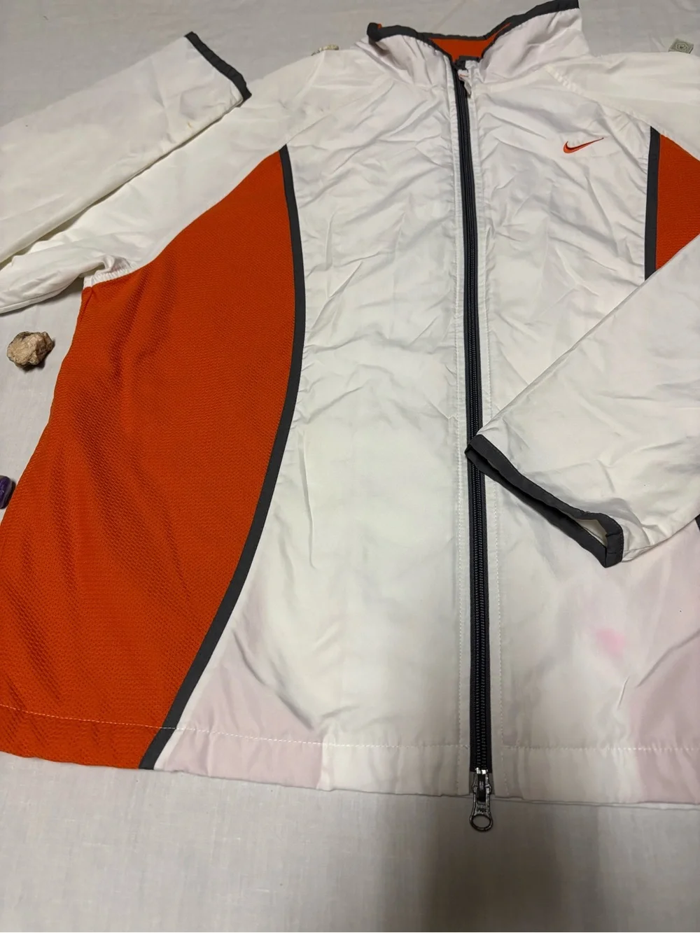 Nike White and Orange Windbreaker